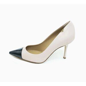 Tory Burch Cap Toe Pumps Blush Black Leather Pointed Toe Heels US 7M Italy
